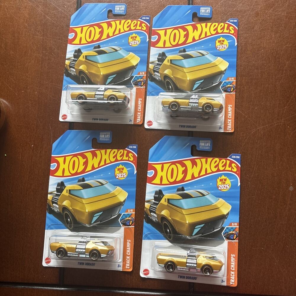 New Hot Wheels 2025 Twin Dorado Chrome Engine lot of 4 Track Champs 228/250